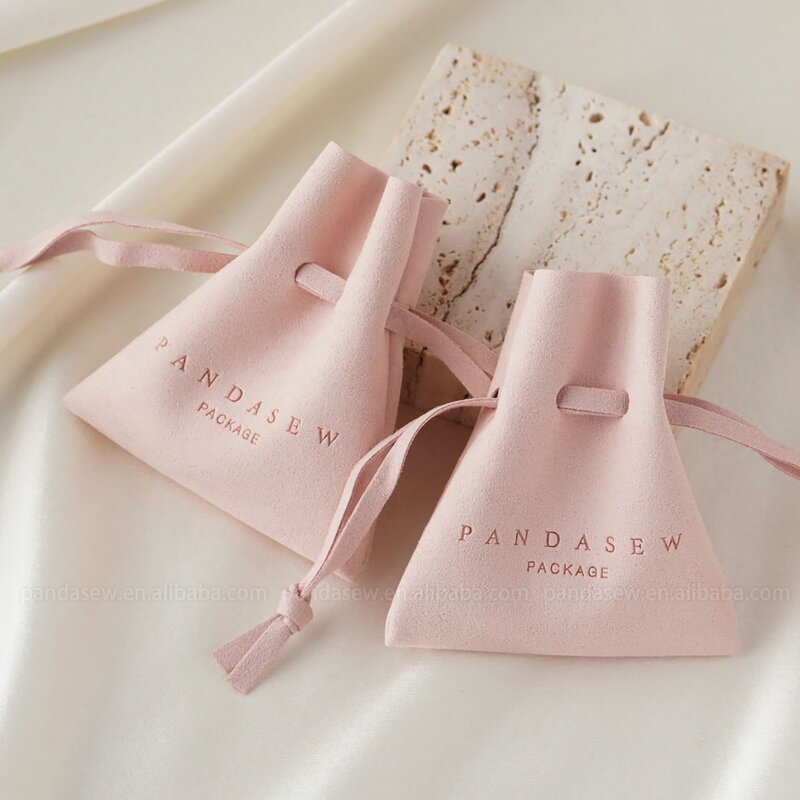 Jewelry Pouch Manufacturer - Custom Logo Luxury Microfiber Drawstring Necklace Earrings