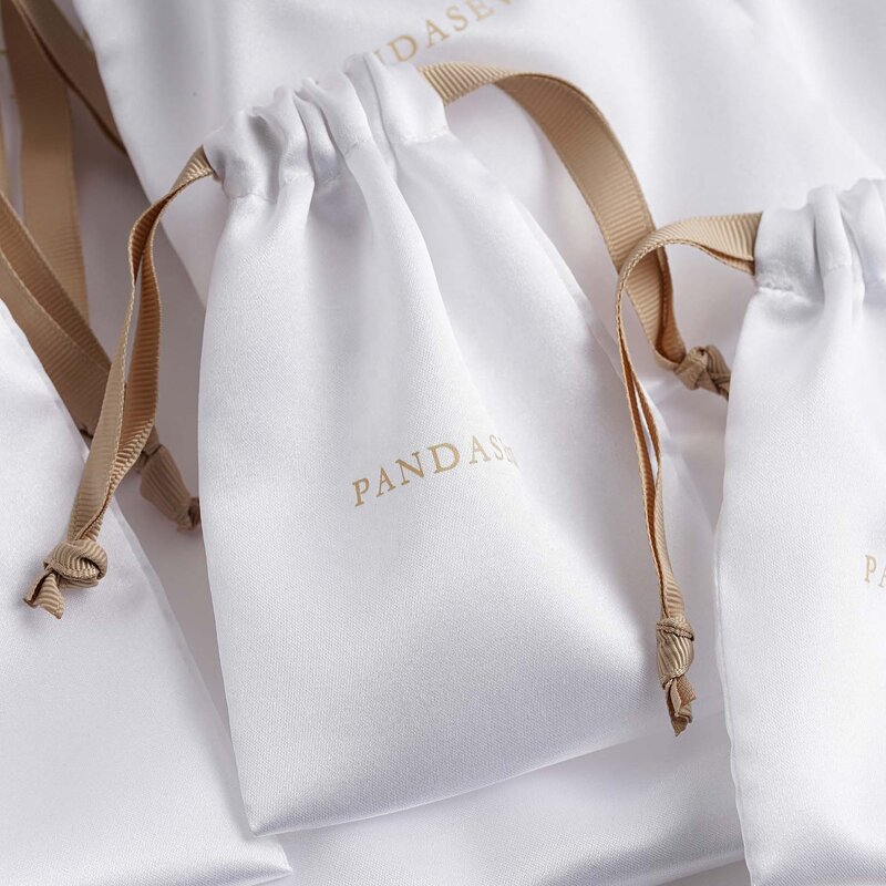 Satin Pouch Manufacturer - Custom Logo White Satin Wedding Favor Gift Pouch