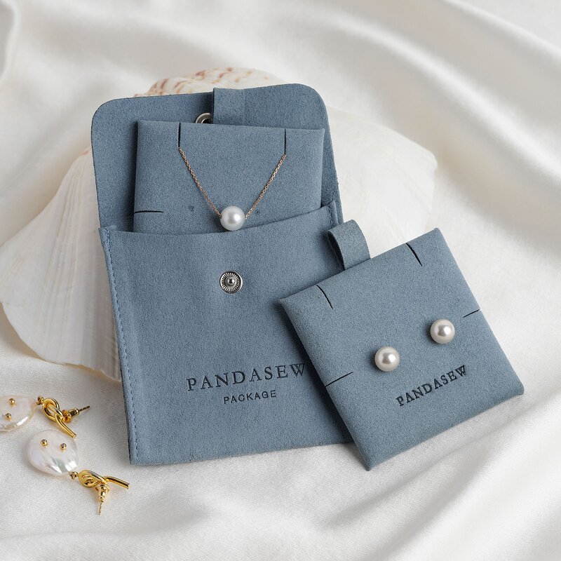 Jewelry Pouch Manufacturer - Custom Logo Microfiber Snap Button with Insert Pad Pouch