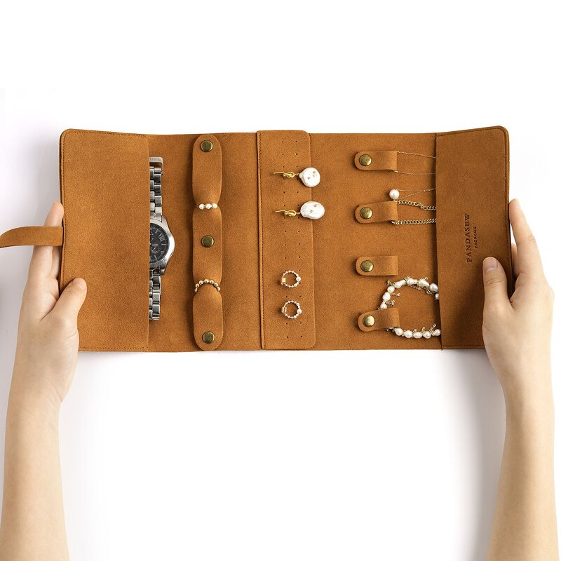 Jewelry Organizer - Custom Logo 1.4mm Microfiber Travel Journey Rings Necklaces