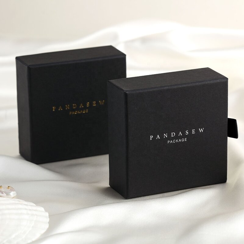 Jewelry Box Manufacturer - Custom Logo Black Fashion Cardboard Drawer Jewelry Box