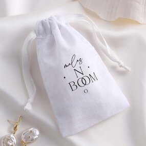 Cotton Bag Manufacturer - Custom Logo 13x8cm 100% Organic Muslin Cotton Pouch
