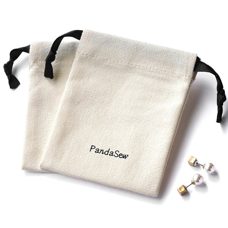 Cotton Bag Manufacturer - Custom Logo 10x8cm Beige Cotton Canvas Drawstring Pouch