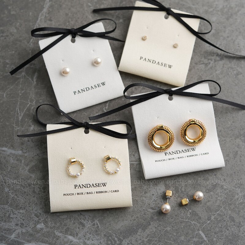 Fabric Card Manufacturer - Custom Logo Cotton Earring Holder Fabric Cards Tags