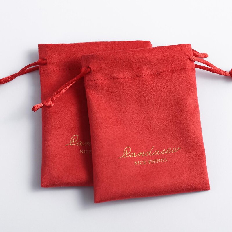 Jewelry Pouch Manufacturer - Custom Logo Suede Drawstring Watch Necklace Bracelet