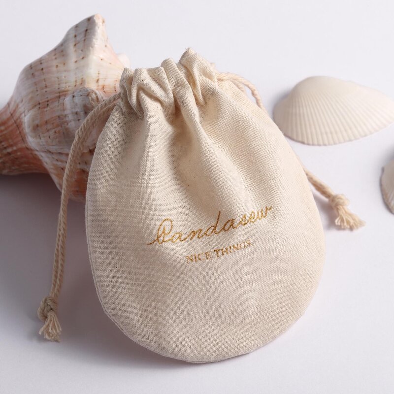 Cotton Bag Manufacturer - Custom Logo Muslin Round Bottom Cotton Drawstring Bag