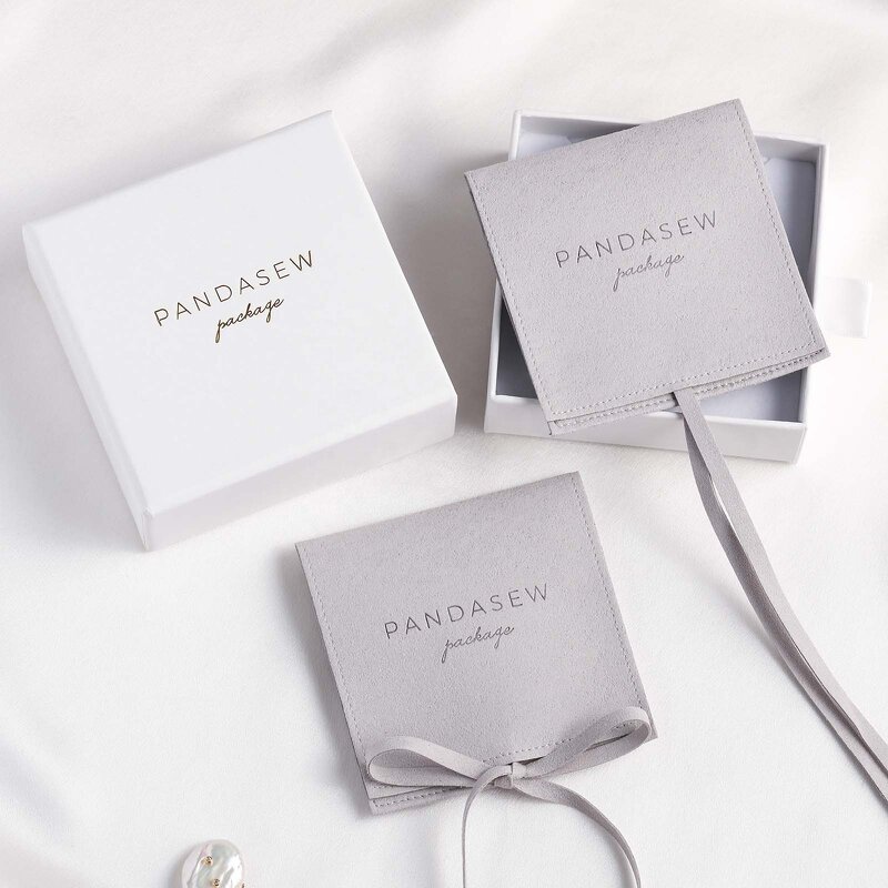 Jewelry Box Manufacturer - Custom Logo Drawer Cardboard Box Microfiber Jewelry Pouch