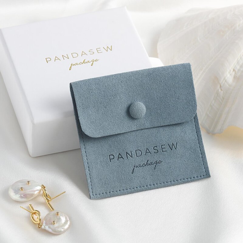 Jewelry Pouch Manufacturer - Custom Logo Microfiber Snap Button Flap Earring Pouch