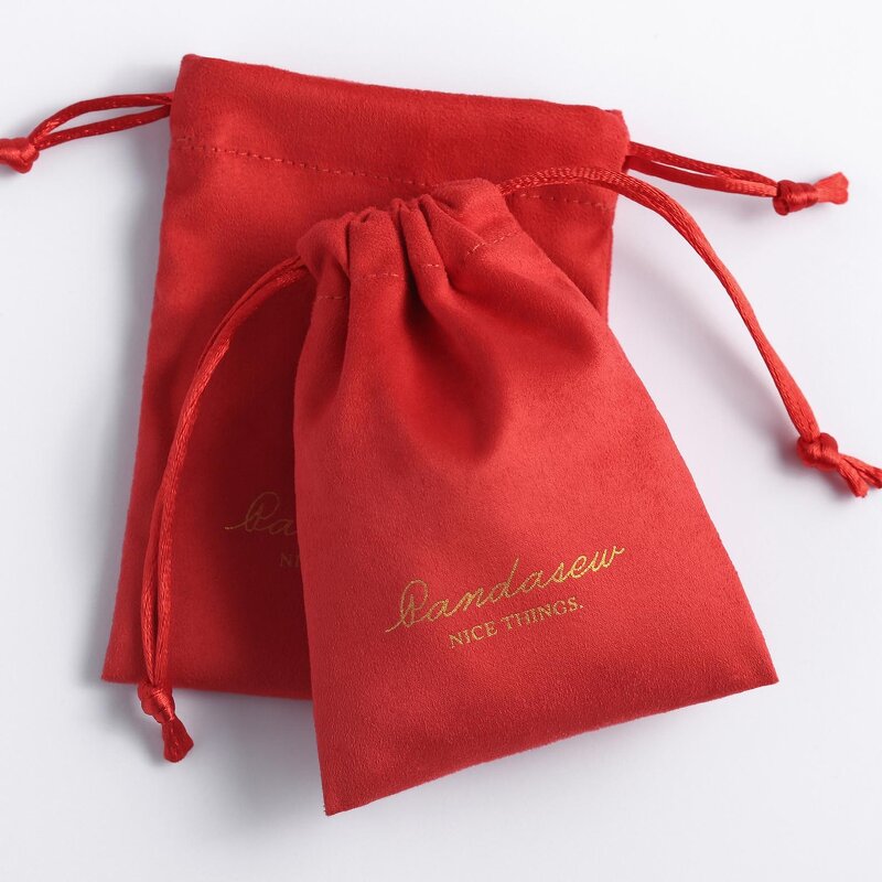 Jewelry Pouch Manufacturer - Custom Logo Suede Drawstring Watch Necklace Bracelet