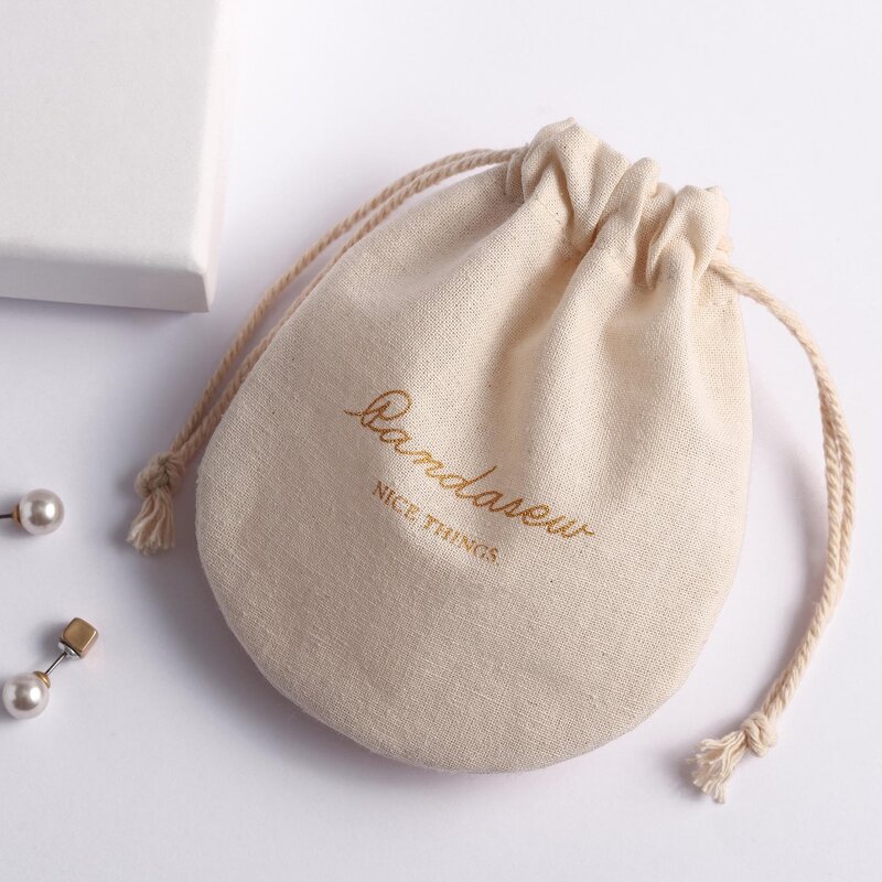 Cotton Bag Manufacturer - Custom Logo Muslin Round Bottom Cotton Drawstring Bag