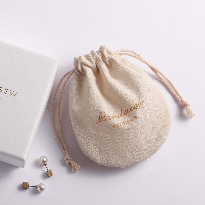 Cotton Bag Manufacturer - Custom Logo Muslin Round Bottom Cotton Drawstring Bag