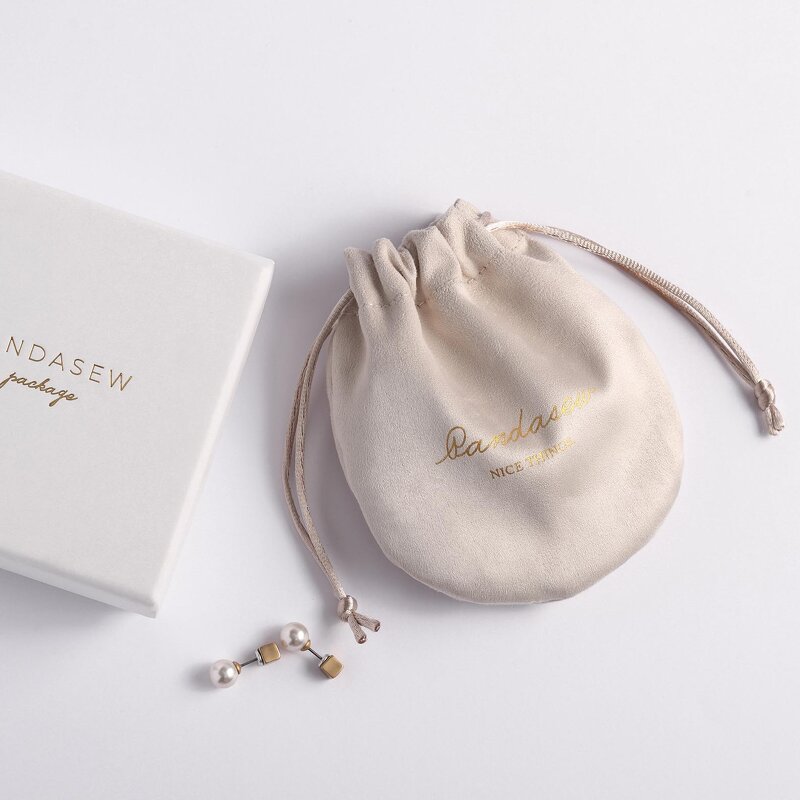 Drawstring Bag - Custom Logo Suede Round Bottom Jewelry Cosmetic Packaging Pouch