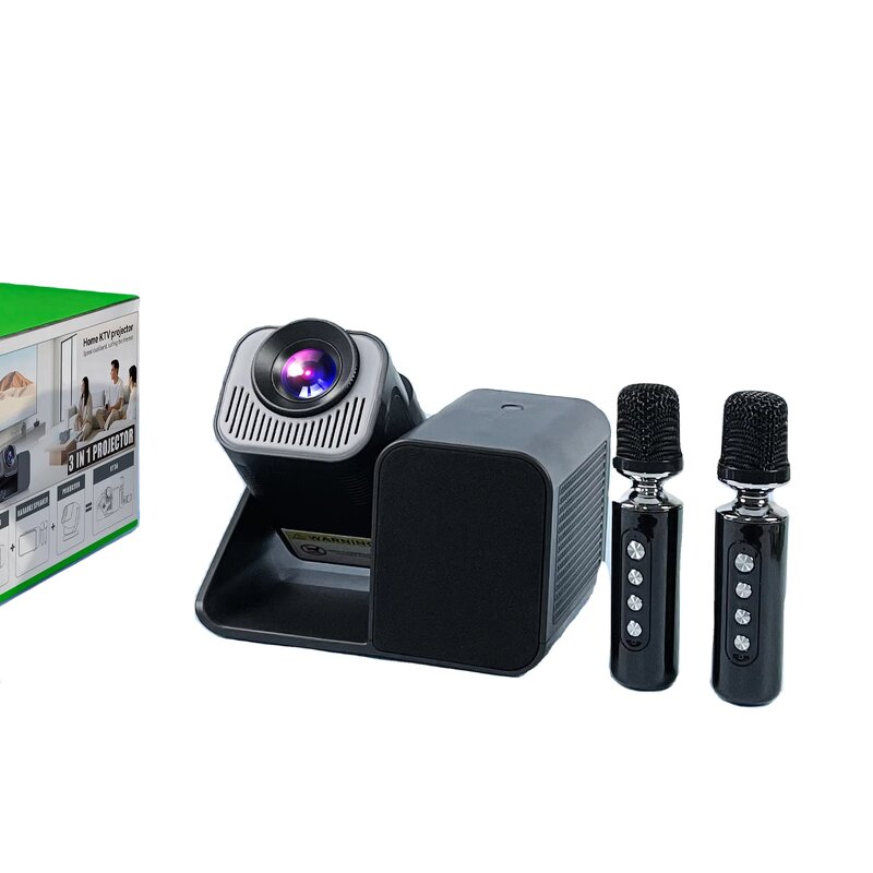Smart Projector Manufacturer - HT36 Portable Android 11 Mini Home Theater with 2 Microphones for KTV