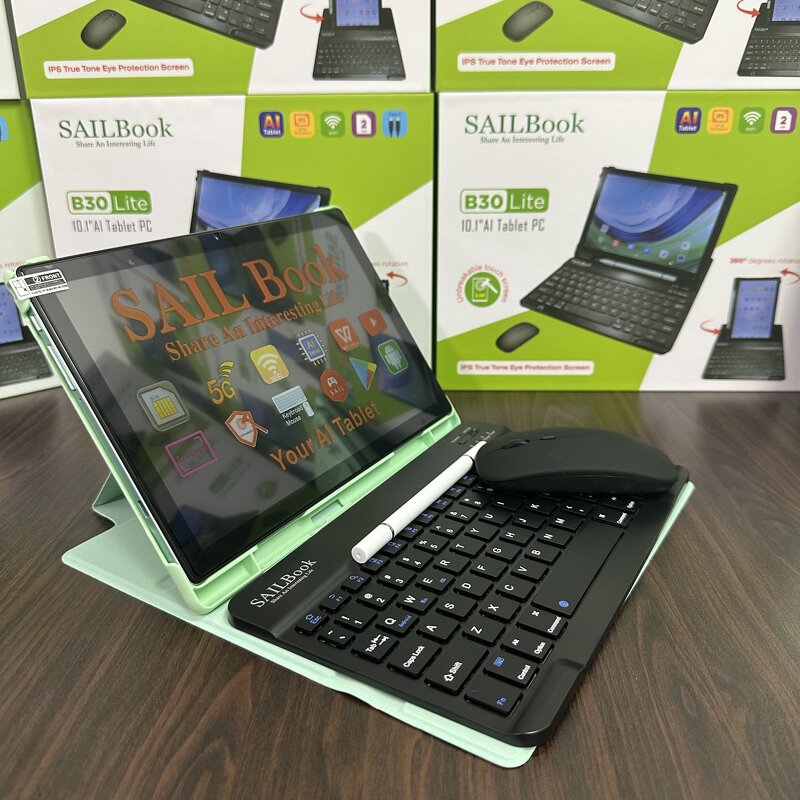 Tablet Manufacturer - 2025 Newest SAILBOOK B30 Lite AI 10.1 Inch 360 Rotating BT Keyboard 12GB MTK