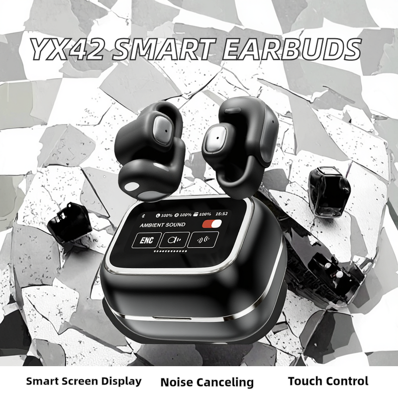 TWS Earbuds Manufacturer - YX42 Semi-in-ear with Smart Touch Screen HIFI ENC IPX4 LHDC LCD Display