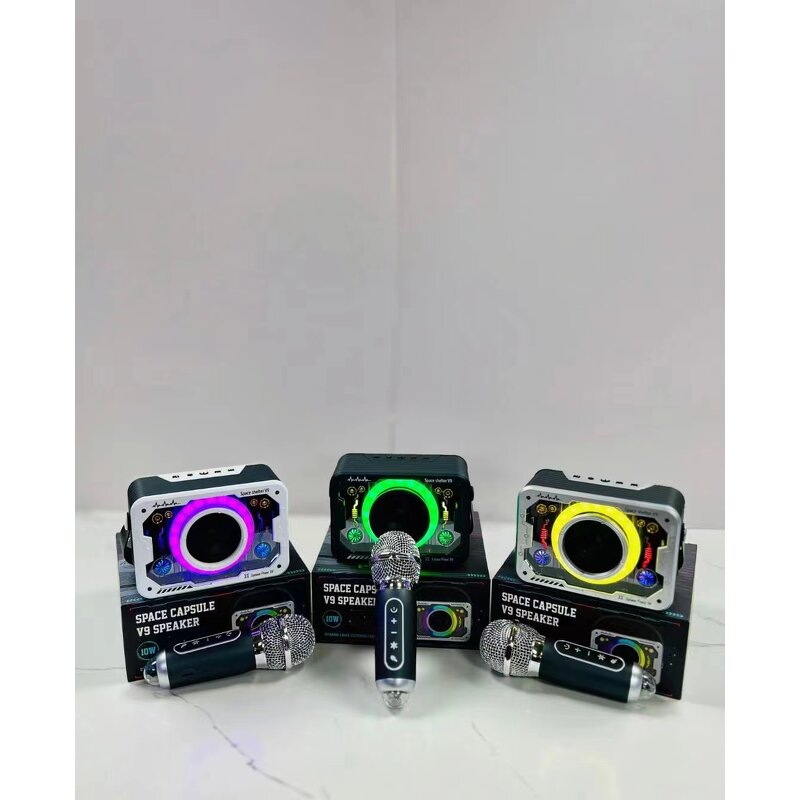 Portable Speaker Manufacturer - Mini Wireless Outdoor Subwoofer LED Flashing Metal Bass Microphone AC