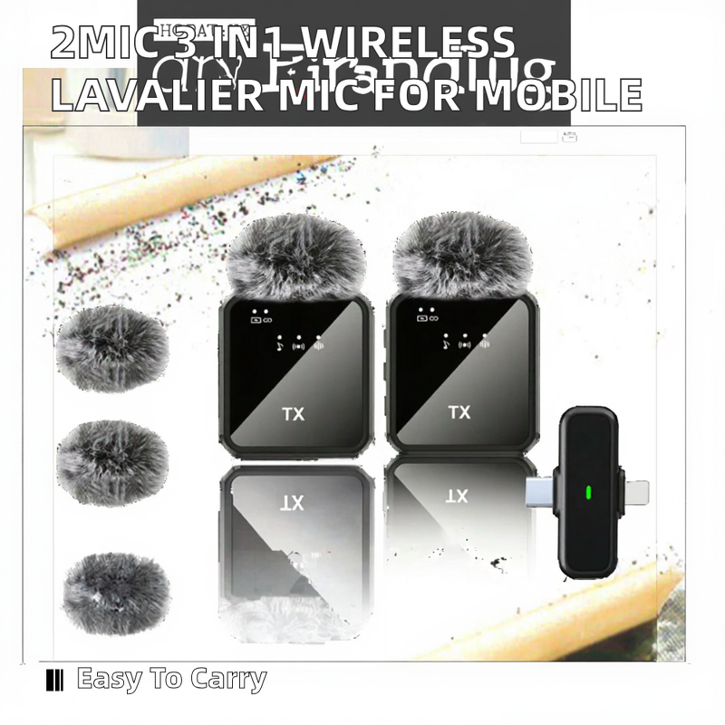 Wireless Microphone Manufacturer - 2Mic 3-in-1 Condenser Lavalier Noise Cancelling for Mobile Phone Vlog