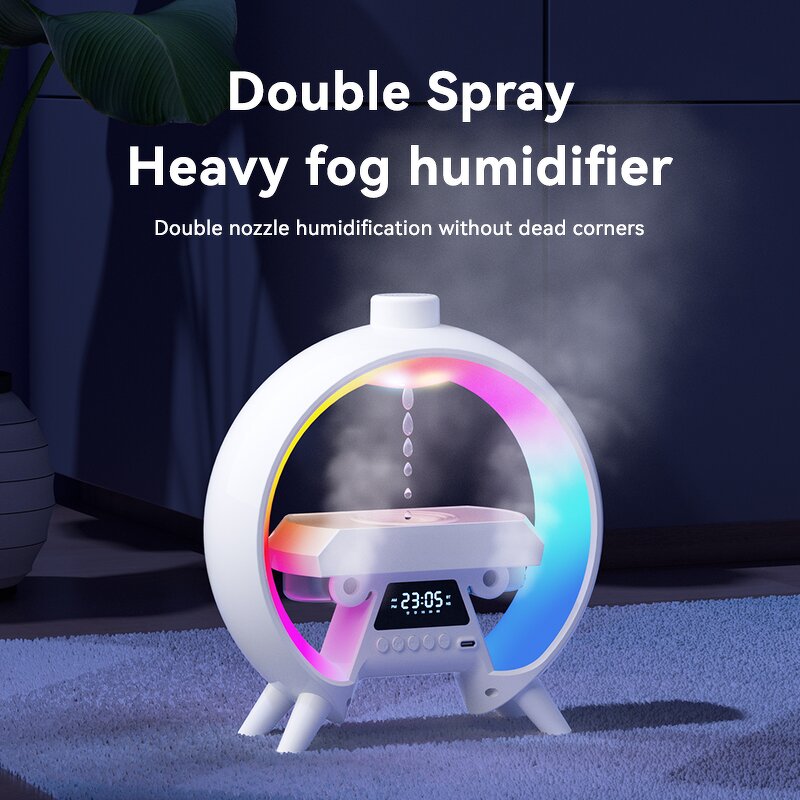 BT Speaker Manufacturer - Newest X65 Anti-gravity Humidification with Microphone Set Power Bank Led Clock