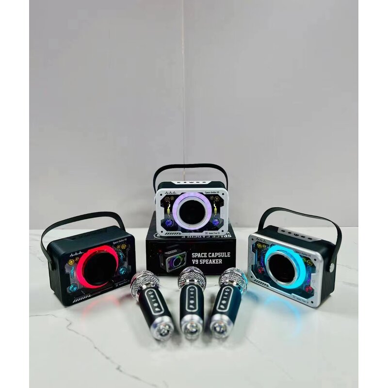 Portable Speaker Manufacturer - Mini Wireless Outdoor Subwoofer LED Flashing Metal Bass Microphone AC