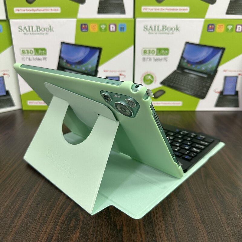 Tablet Manufacturer - 2025 Newest SAILBOOK B30 Lite AI 10.1 Inch 360 Rotating BT Keyboard 12GB MTK