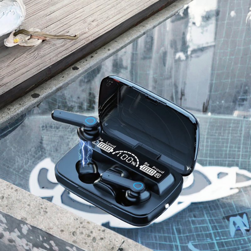 TWS Earbuds Manufacturer - M19 LED Battery Indicator Mic JL Chipset Flashlight for BT Headphones