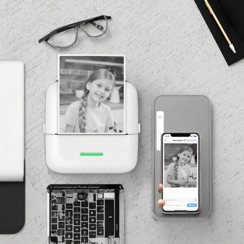 Thermal Printer Manufacturer - Black White Kids USB MINI Wireless Photo Label Portable 200dpi 57MM X5