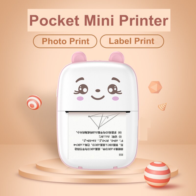 Thermal Printer - XCTSW A8C Mini Inkless Photo Sticker Pocket Receipt