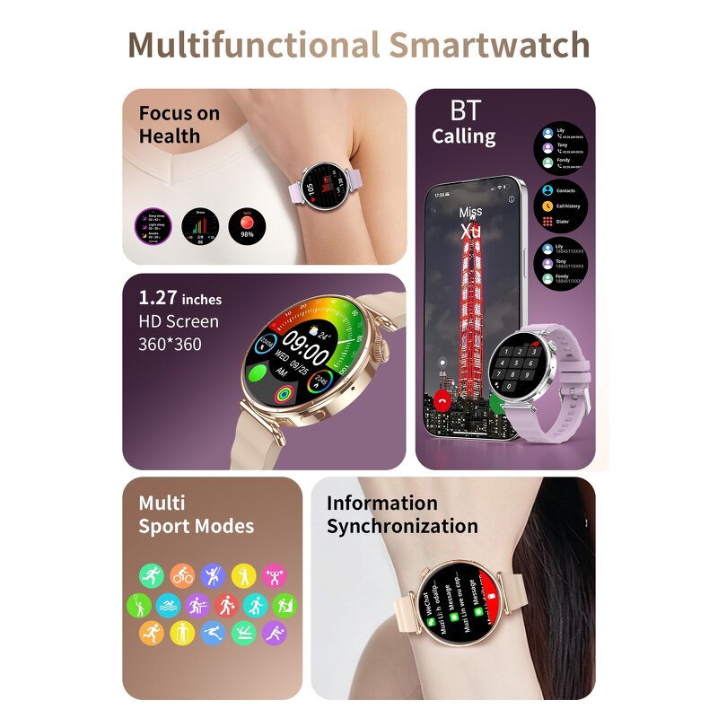 Smart Watch Manufacturer - OEM CY37 Sleep Mood BT Call NFC Low Price Women Watch