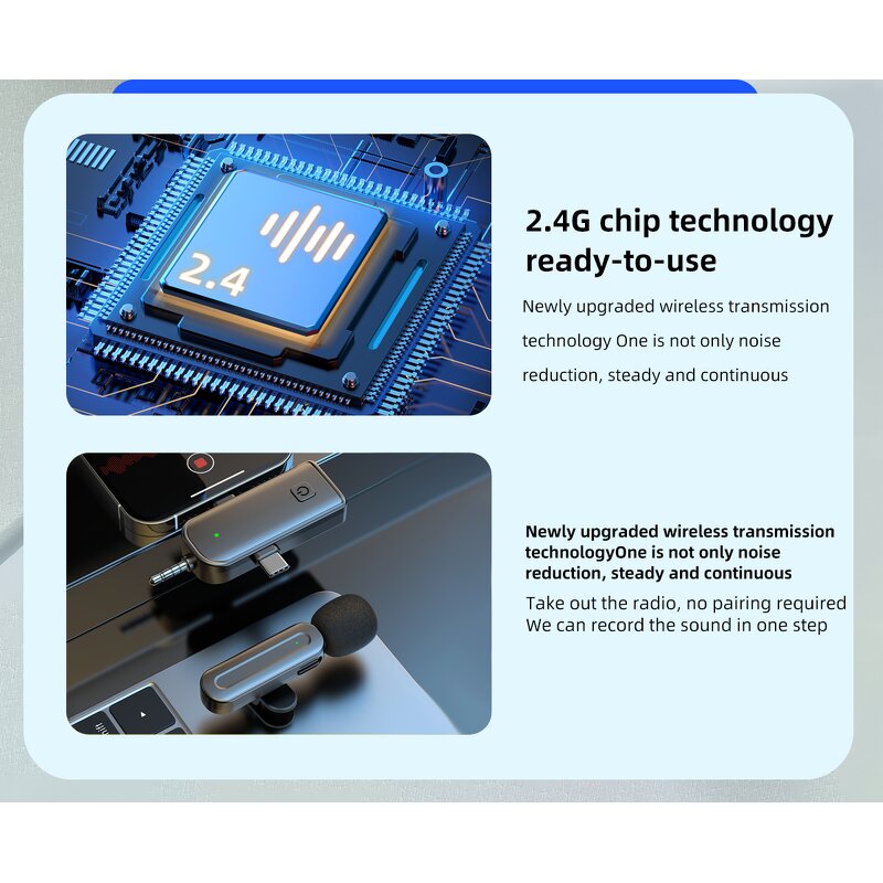 Lavalier Mic - SX26 2.4G Chip Noise Reduction Dual Single Tablets Live