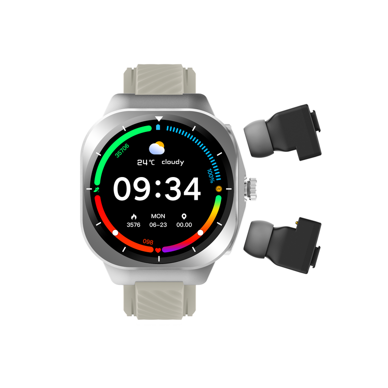 2-in-1 Smart Watch - 2025 Z19 Earphone BT Call Music Heart Rate Speaker