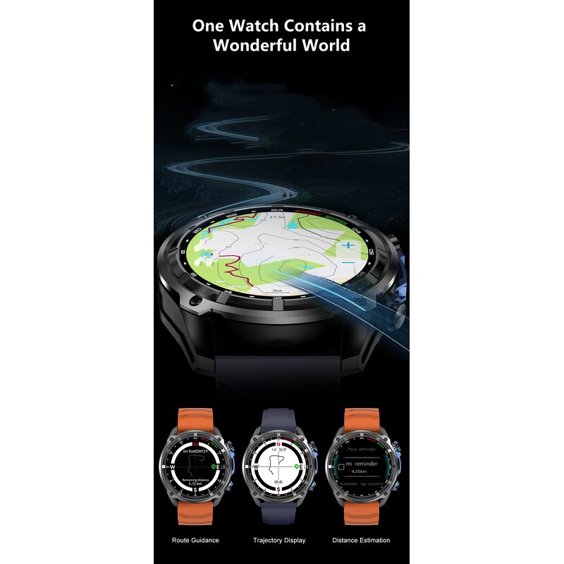 GPS Smart Watch - 2025 DT G1 Compass Flashlight Remote Music GPS Smart