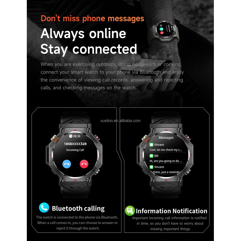 GPS Watch Manufacturer - OEM KC91 1.39" IP68 GPS NFC GPT BT Call AI Assistant