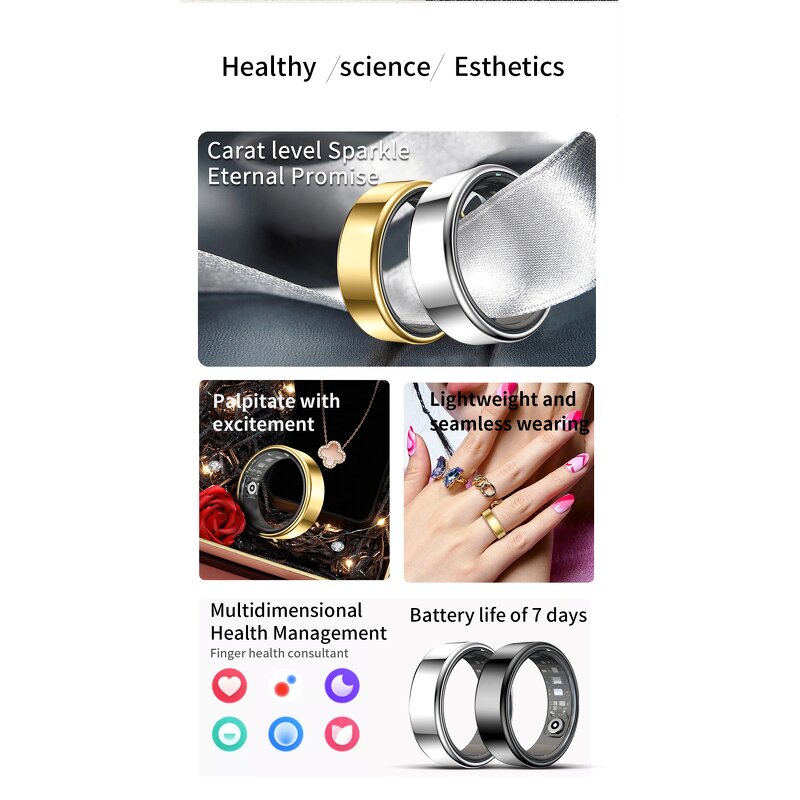 Smart Ring Manufacturer - 2026 R99 HR Blood Oxygen Stainless Steel Couple
