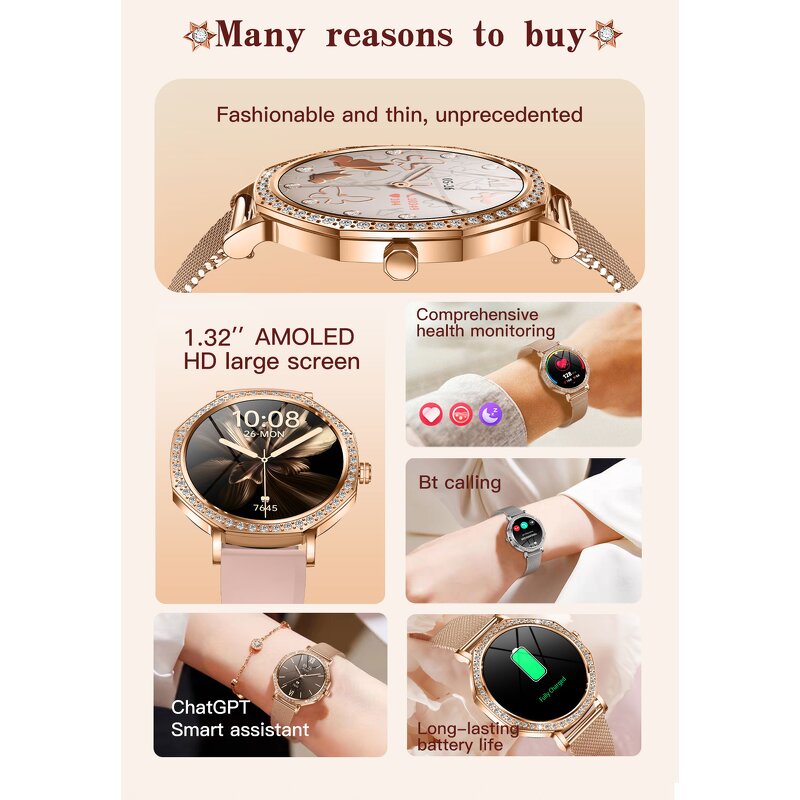 Smart Watch Manufacturer - OEM KC98 2025 1.32" AMOLED IP68 Health DA Fit App