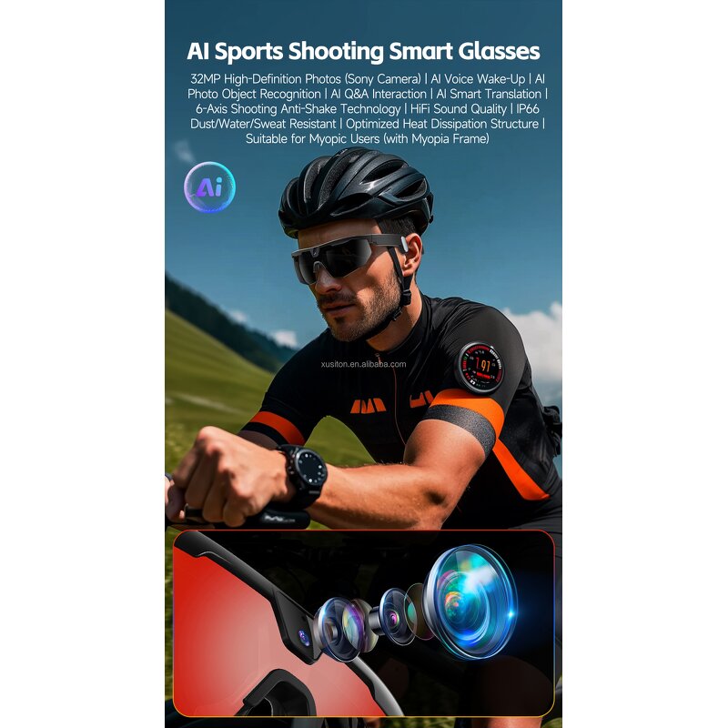 AI Glasses - OEM W640 Cycling Camera Chat GPT Translation AI Smart
