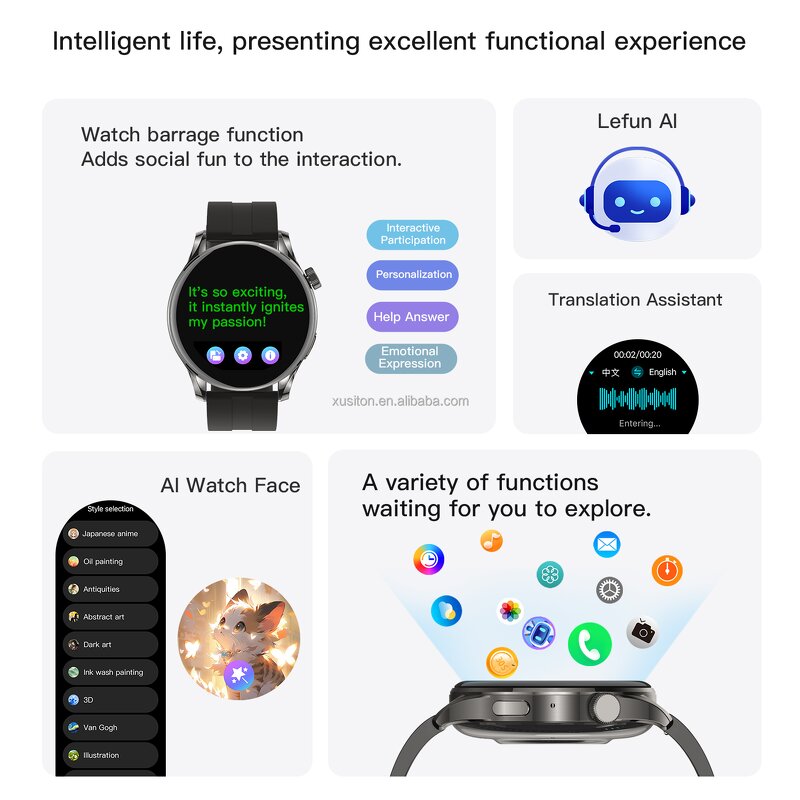 Smart Watch Manufacturer - OEM LC302T 2025 1.32" AMOLED HR BT Call GPT AI