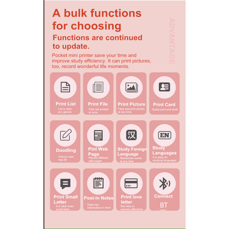 Photo Printer - OEM A8A BT 4.0 1000mAh Walkprint App Android iOS