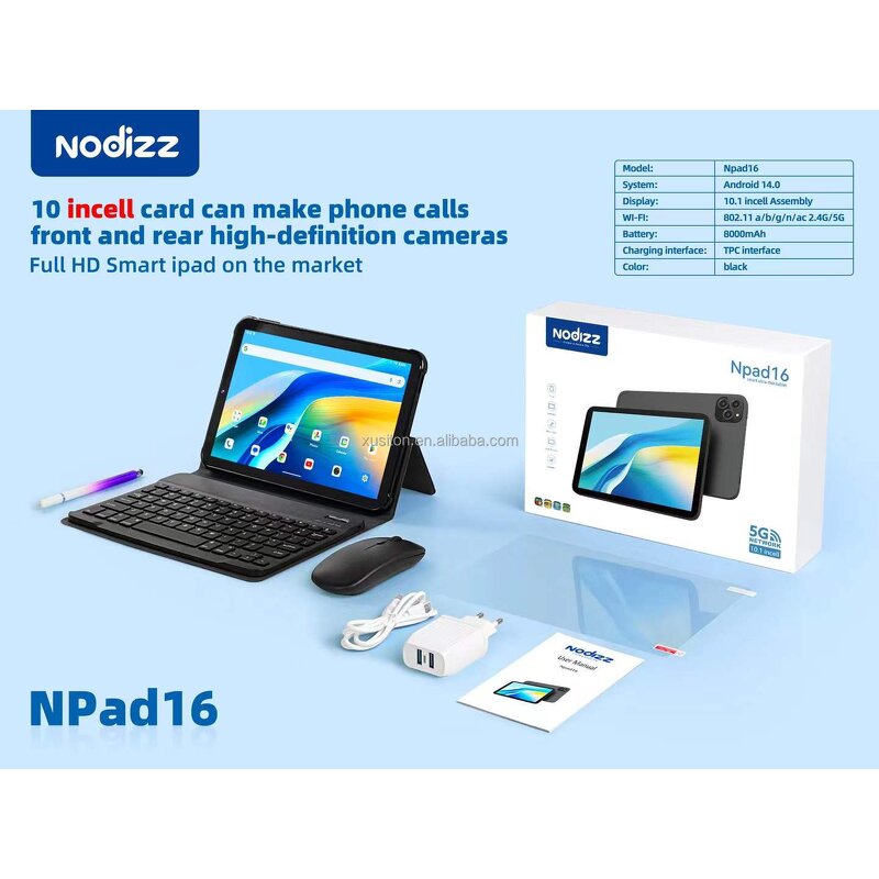 Tablet PC - 2025 Npad16 10.1" 16+1TB SIM Android 14 Keyboard Mouse