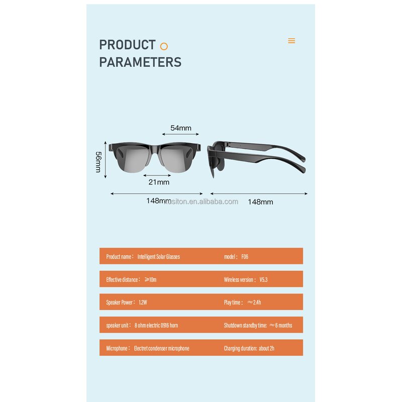 Smart Glasses - OEM F06 2026 UV400 Music Call Wireless Earphone Sport