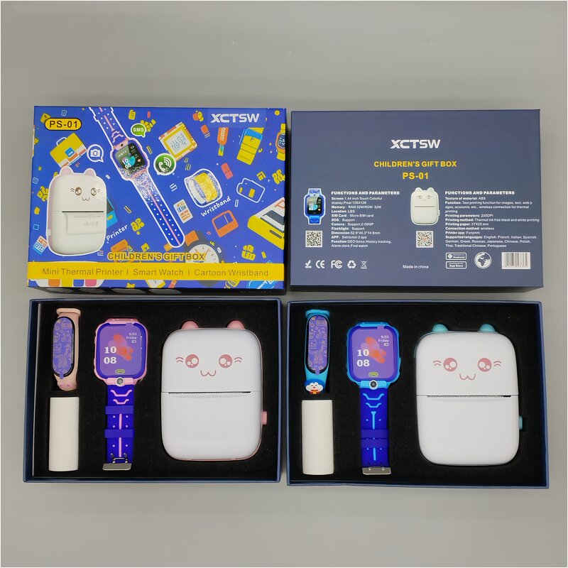 Kids Smart Watch - PS-01 Gift Box Sim Card Thermal Printer GPS Pedometer