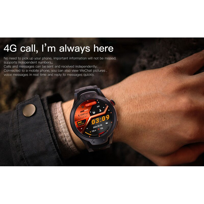 4G Smartwatch - W01 Pro 2+16GB 1.75" WIFI GPS Camera HR Sim Call