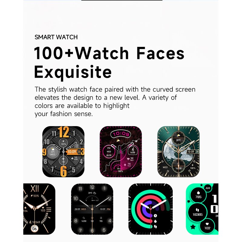 Smartwatch Manufacturer - OEM V82 Curved BT Call AI Assistant 100 Watch Face