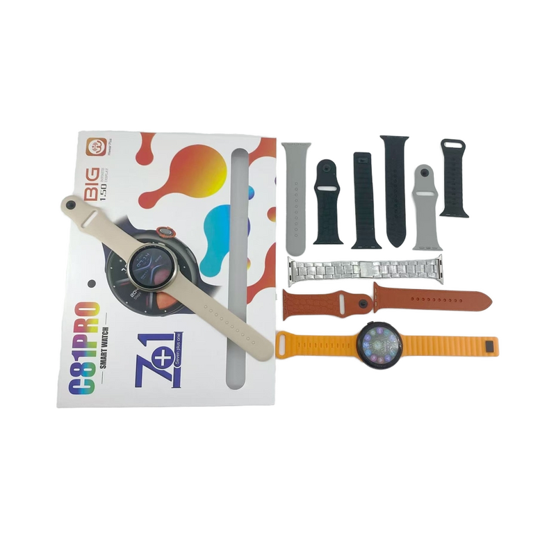 Smart Watch Set - OEM C81 PRO Waterproof BT Call 7 Interchangeable Straps