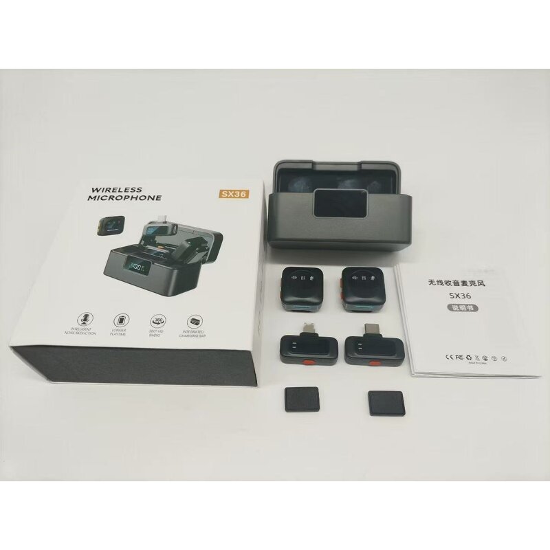 Lavalier Mic - SX36 2 drag 2 Type C Lightning LED Noise Reduction Vlog