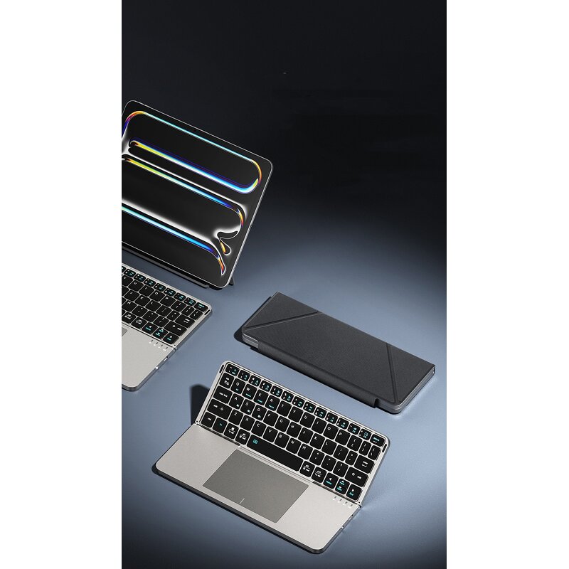 Wireless Keyboard - Ibox11 Foldable BT Touch Pad Leather Case Laptop