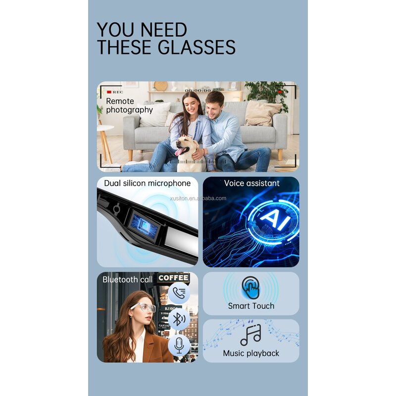 Smart Glasses - 2026 V6Max UV400 Music Call TWS Earphone Sport Fashion