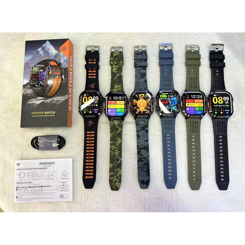 GPS Sports Watch - 2026 HT36 IP68 2.01" TFT HR Music BT Calling Flashlight