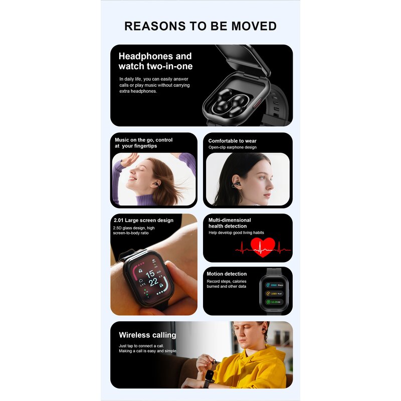 Smart Watch Manufacturer - D12 2.01" Sport Watch Wireless Calling Earbuds