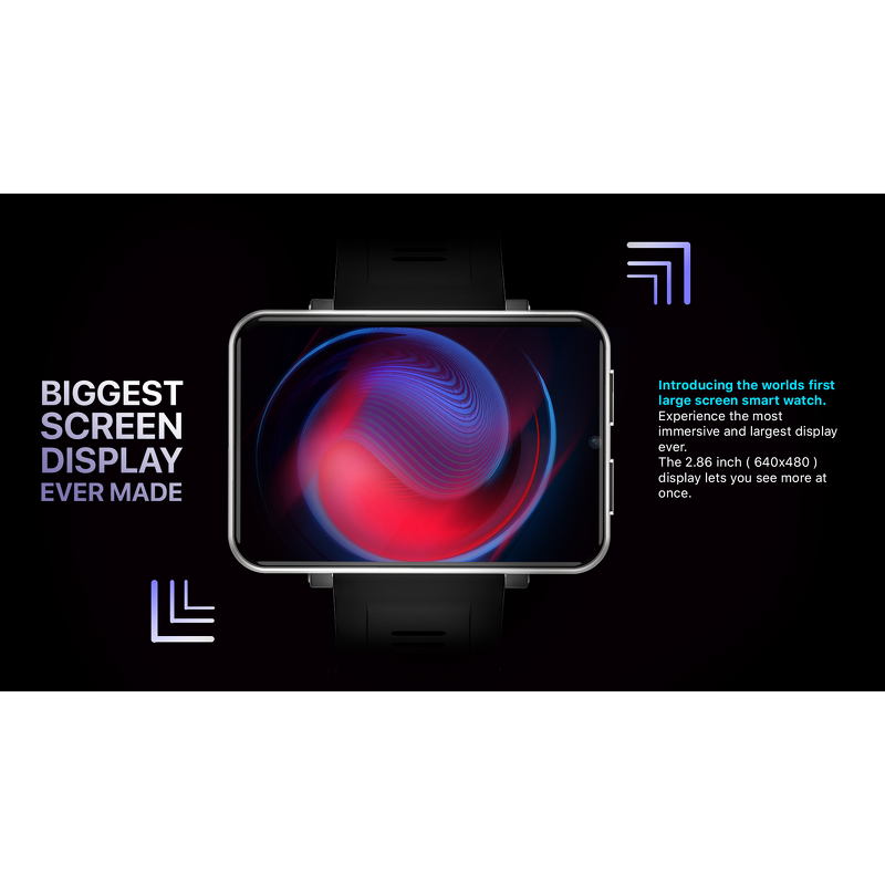 4G Smartwatch - DM100 2880mAh 2.86" GPS HR 4-Day Battery SIM Android