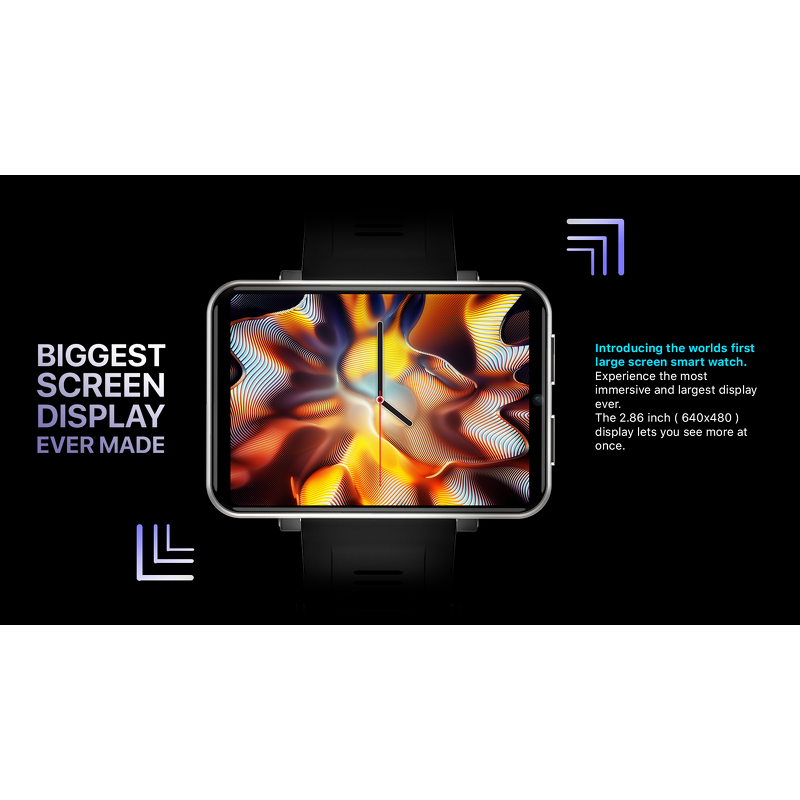 4G Smartwatch - DM100 2880mAh 2.86" GPS HR 4-Day Battery SIM Android